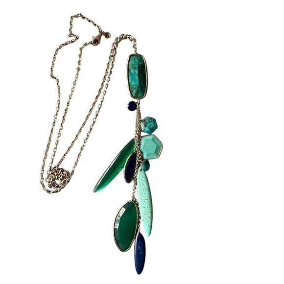 Silpada Go Geo 925 Sterling Silver Agate Lapis Necklace - Picture 1 of 10